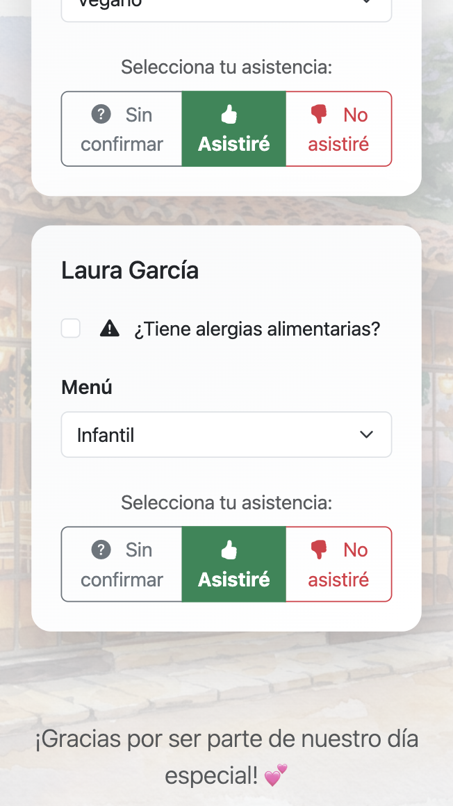 Confirmaciones de asistencia en tiempo real